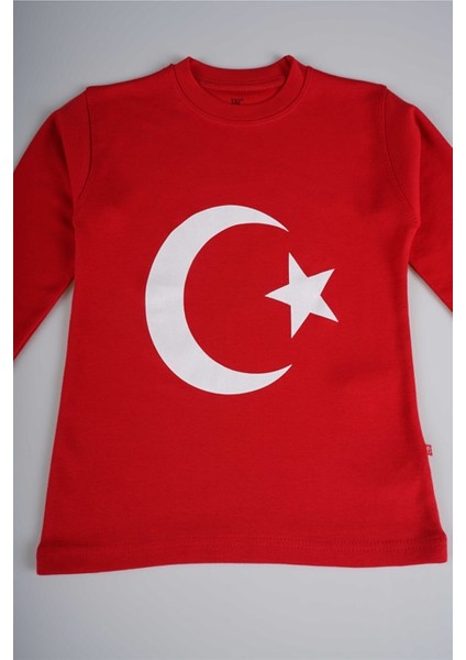 Atatürk Türk Bayrağı Baskılı Uzun Kol Pamuk Tişört