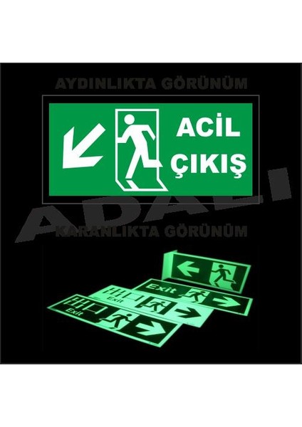 3M 12X24 Fotolümen Acil Çıkış Aşağı Ok Sol