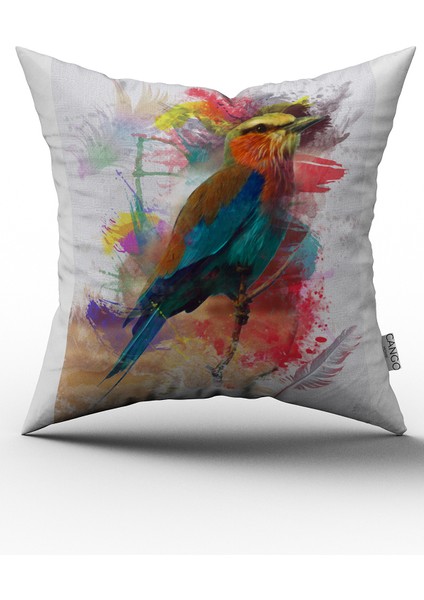 Beyaz Çok Renkli Kuş Figürlü Dijital Baskılı Çift Taraflı Kırlent Kılıfı - Otyk618-Ct fiyatları