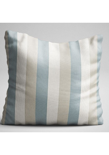 Mavi Bej Çizgili Dijital Baskılı Çift Taraflı Kırlent Kılıfı - Otyk054-Ct