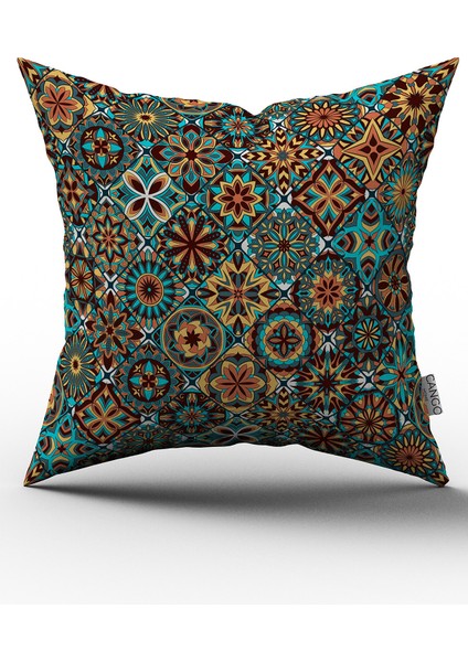 Kahverengi Retro Vintage Desenli Dijital Baskılı Çift Taraflı Kırlent Kılıfı - Otyk006-Ct fiyatları