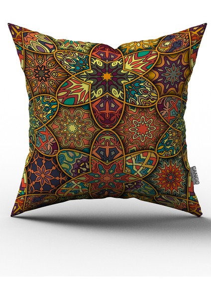 Sarı Çok Renkli Retro Vintage Desenli Dijital Baskılı Çift Taraflı Kırlent Kılıfı - Otyk273-Ct fiyatları