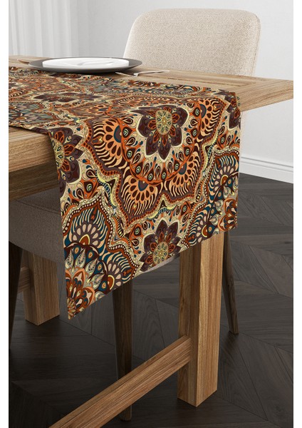 Kahverengi Turuncu Vintage Desenli Dijital Baskılı Runner - Otyk272 fiyatları