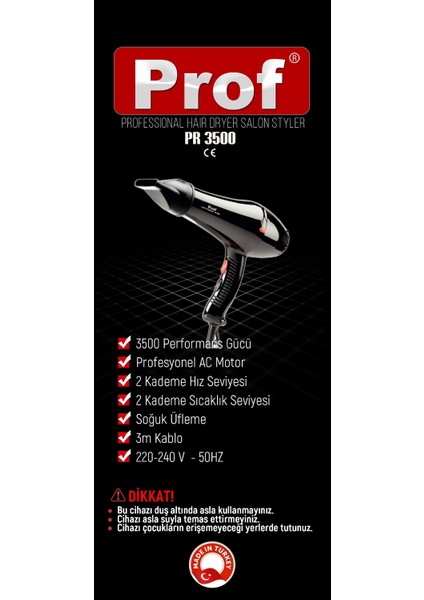 Turbo Profesyonel Fön Makinesi ve Saç Kurutma 3500 Performance fırsatları