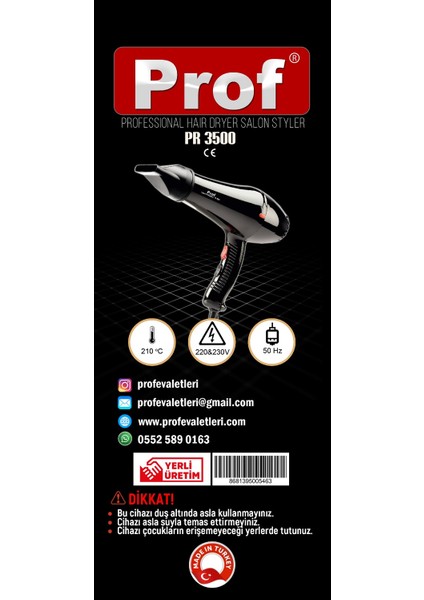 Turbo Profesyonel Fön Makinesi ve Saç Kurutma 3500 Performance indirimleri
