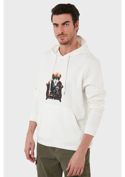 Pamuklu Baskılı Kanguru Cepli Kapüşonlu Sweat Erkek Sweat 6141005 modelleri