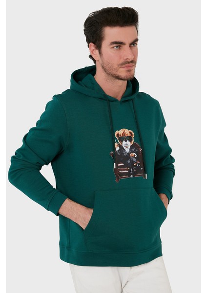 Pamuklu Baskılı Kanguru Cepli Kapüşonlu Sweat Erkek Sweat 6141005 modelleri