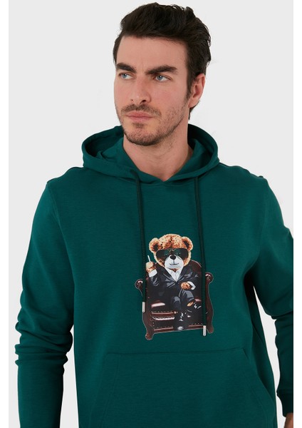 Pamuklu Baskılı Kanguru Cepli Kapüşonlu Sweat Erkek Sweat 6141005 indirimleri