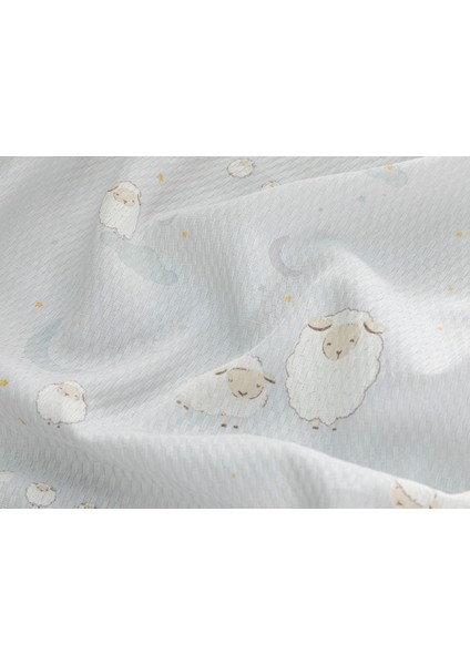 Little Lamb Baskılı Bebe Pıke 100 x 150 cm Açık Gri
