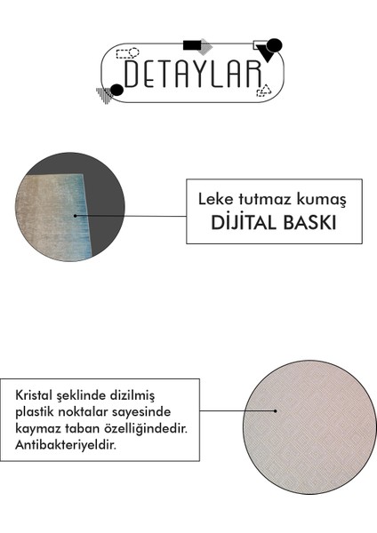 Dijital Baskılı Kaymaz Taban Yıkanabilir Modern, Çırpıcı Figürlü Siyah Mutfak HALISI-D5026