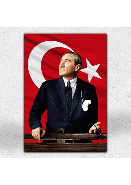 Bayraklı Atatürk Portresi Kanvas Tablo 70X100