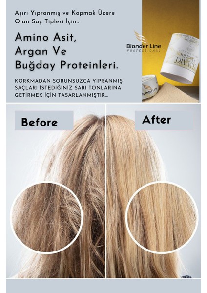 Blonder Line Yanmış, Yıpranmış ve İşlem Görmüş Tüm Saçlar İçin Argan Yağlı Akıllı Toz Açıcı - 500 GR