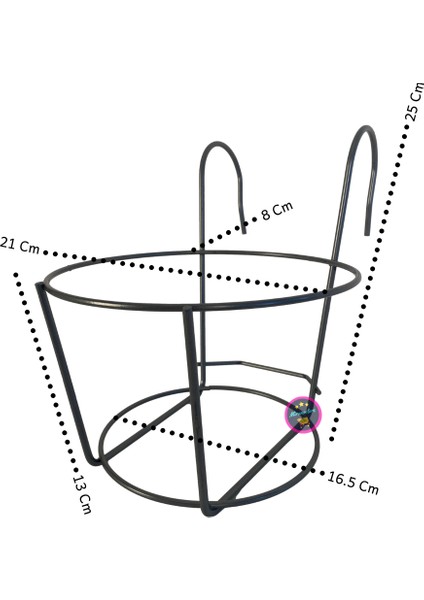 3 Adet Büyük Boy Balkon Saksı Demiri, Yuvarlak Saksı Demiri, Paslanmaz Saksı Askısı