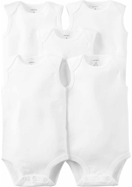 Bebek Kolsuz Body Set Kolsuz 5'li Paket Beyaz