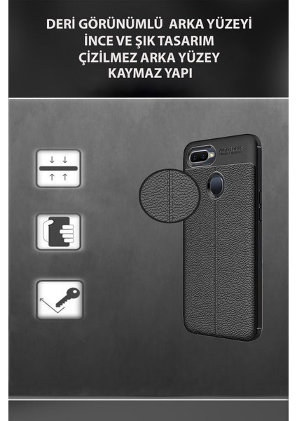 Samsung Galaxy A73 Kılıf Darbe Korumalı Deri Görünümlü Silikon Arka Kapak - Siyah