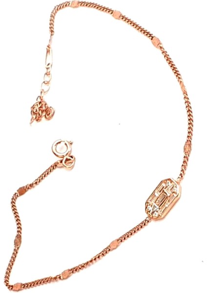Baget zirkon taşlı 925 ayar gümüş rose halhal