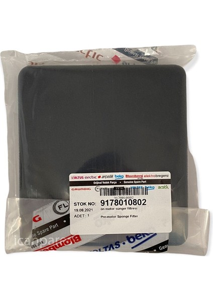 Arçelik Uyumlu 9178010802 Elektrikli Süpürge Ön Motor Sünger Filtresi
