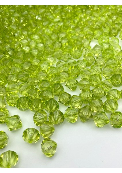 14MM Açık Yeşil Renk Piramit Model Akrilik Boncuk,takı , Çanta Yapım Boncuğu (100GR,~110 Adet) fiyatları