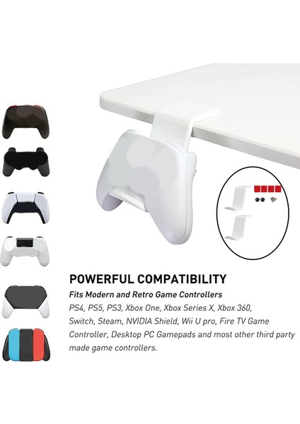 Bir Ps4 Ps5 Için 2 Adet Kontrol Braketi Gamepad Tutucu L-Şekilli Kanca Beyaz 2 Adet