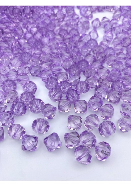 14MM Lila / Mor Renk Piramit Model Akrilik Boncuk,takı , Çanta Yapım Boncuğu (100GR,~110 Adet) fiyatları