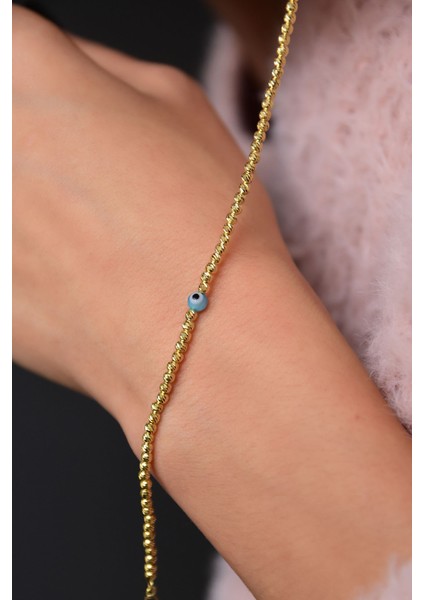 925 Ayar Gümüş Altın Kaplama Dorika Toplu Nazar Göz Bileklik fiyatları