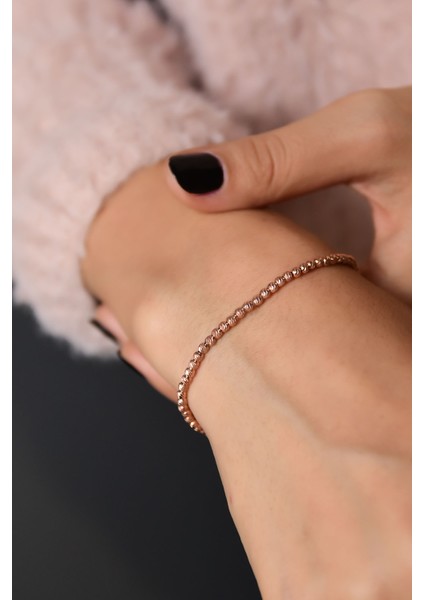 925 Ayar Gümüş Rose Kaplama Dorika Toplu Bileklik