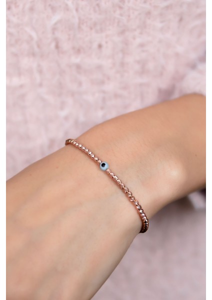 925 Ayar Gümüş Rose Kaplama Dorika Toplu Nazar Göz Bileklik fırsatları