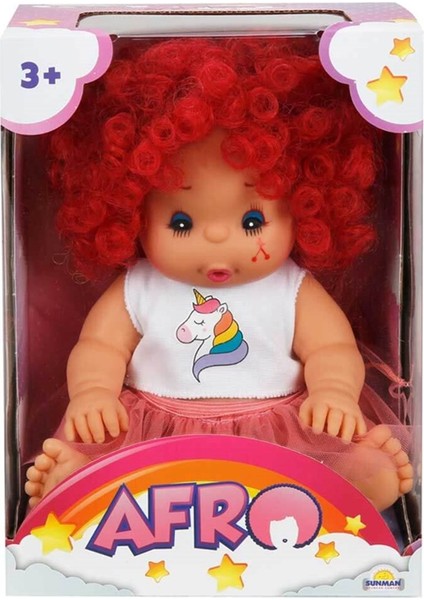 Afro Bebek Kıvırcık Saçlı 23 cm 23488 Kırmızı