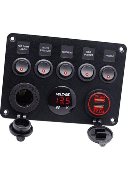 5 Gang Su Geçirmez Tekne Deniz Anahtarı Paneli 12 V Açık-Kapalı Rocker Anahtarı (Yurt Dışından)