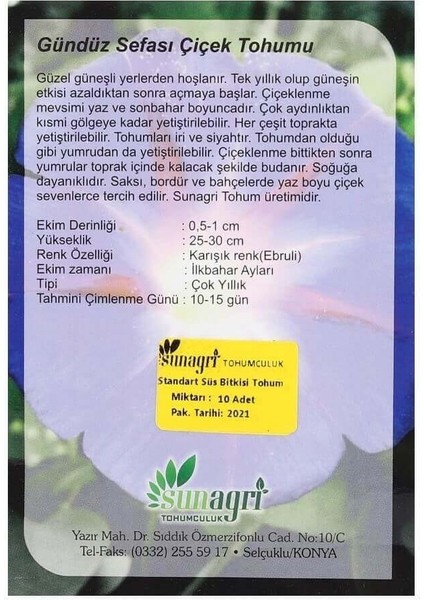 Sunagri Tohumculuk Sunagri Gündüz Sefası Çiçek Tohumu