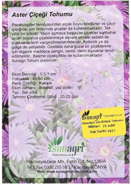 Sunagri Aster Süs Çiçek Tohumu fiyatları
