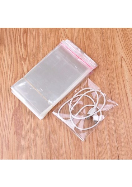 9X15+5 Cm. (9*20) 100 Adet - Şeffaf Bantlı Yapışkanlı Opp Jelatin Poşet