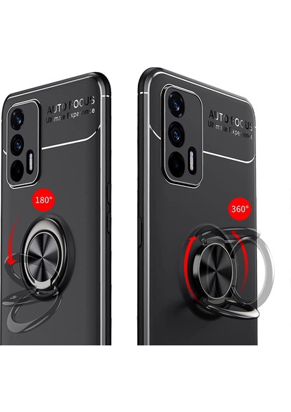 Realme Gt 5g Focus Serisi Yüzük Standlı Silikon Kılıf - Siyah fiyatları
