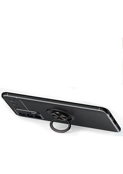 Realme Gt 5g Focus Serisi Yüzük Standlı Silikon Kılıf - Siyah fırsatları