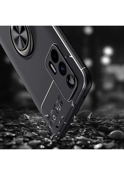 Realme Gt 5g Focus Serisi Yüzük Standlı Silikon Kılıf - Siyah indirimleri