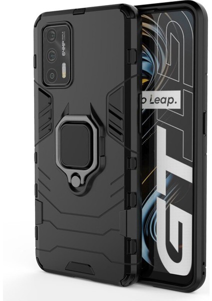 Realme Gt 5g Batman Serisi Yüzük Standlı Armor Kılıf - Siyah