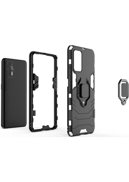Realme Gt 5g Batman Serisi Yüzük Standlı Armor Kılıf - Siyah indirimleri