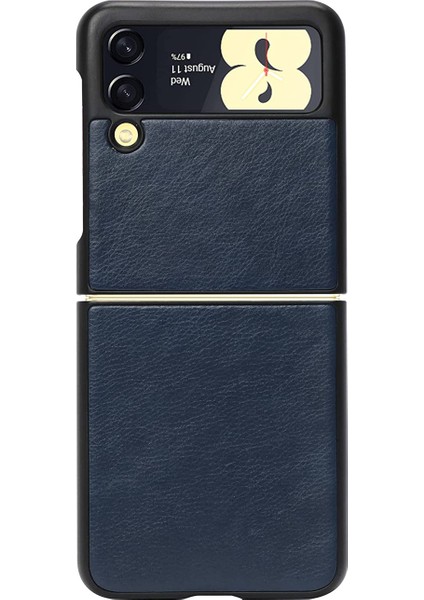 Samsung Galaxy Z Flip 3 Için Deri Desenli Plastik Koruma Kılıf