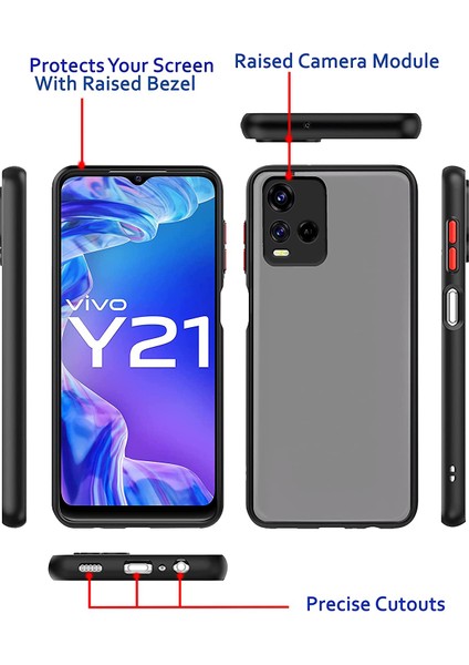 Vivo Y21 London Serisi Darbeye Dayanıklı Kılıf - Buzlu Siyah fiyatları