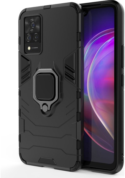 Vivo V21 Batman Serisi Yüzük Standlı Armor Kılıf - Siyah
