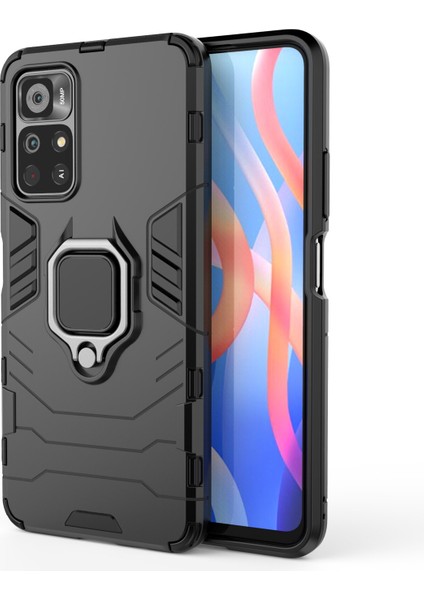Xiaomi Poco M4 Pro 5g Batman Serisi Yüzük Standlı Armor Kılıf - Siyah fiyatları