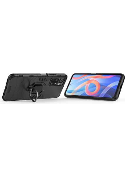Xiaomi Poco M4 Pro 5g Batman Serisi Yüzük Standlı Armor Kılıf - Siyah modelleri