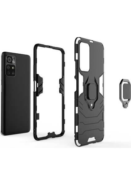 Xiaomi Poco M4 Pro 5g Batman Serisi Yüzük Standlı Armor Kılıf - Siyah indirimleri