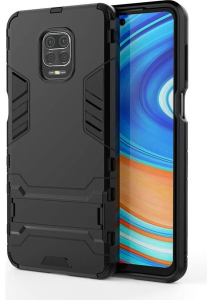 Xiaomi Redmi Note 10 Lite - Redmi Note 9s Alfa Armor Standlı Perfect Koruma Kılıf - Siyah