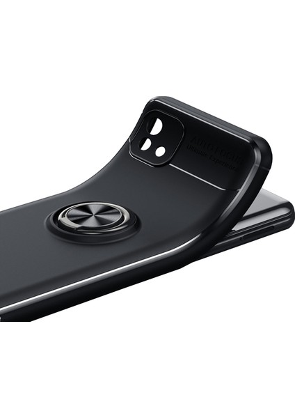 Realme C11 2021 Focus Serisi Yüzük Standlı Silikon Kılıf - Siyah modelleri