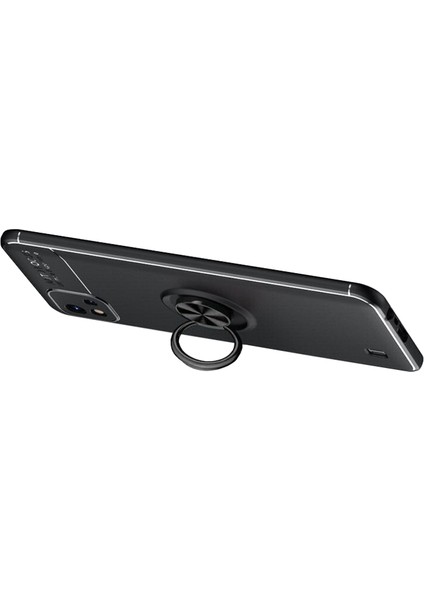 Realme C11 2021 Focus Serisi Yüzük Standlı Silikon Kılıf - Siyah indirimleri