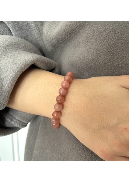 Kadın - Çok Şık Soluk Menekşe Kırmızısı Jade Doğal Taşı Bileklik | Handmade
