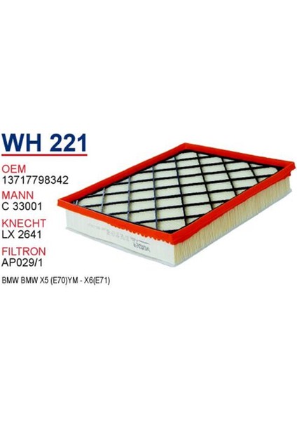Wh 221 Bmw X5 (E70)YM - X6(E71) 13717798342 Hava Filtresi