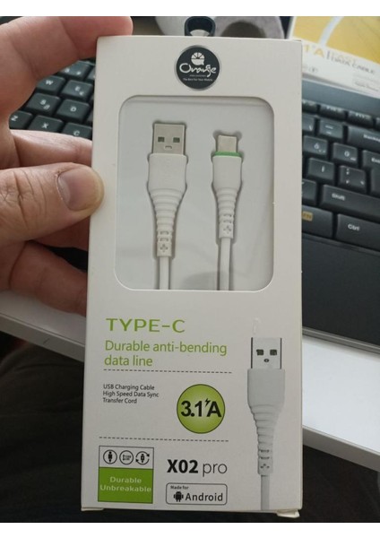Samsung Xiaomi Huawei 3,1A Type C USB Data ve Hızlı Şarj Kablosu
