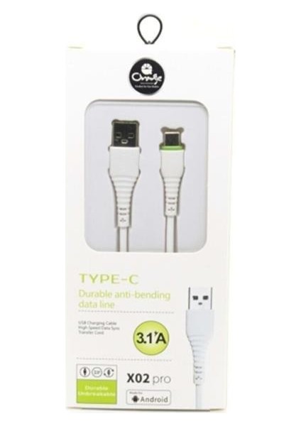 Samsung Xiaomi Huawei 3,1A Type C USB Data ve Hızlı Şarj Kablosu
